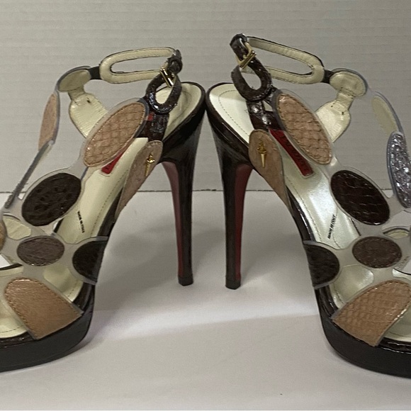Cesare Paciotti multicolor snake skin high heel platform. Lucite in between . - Picture 2 of 7